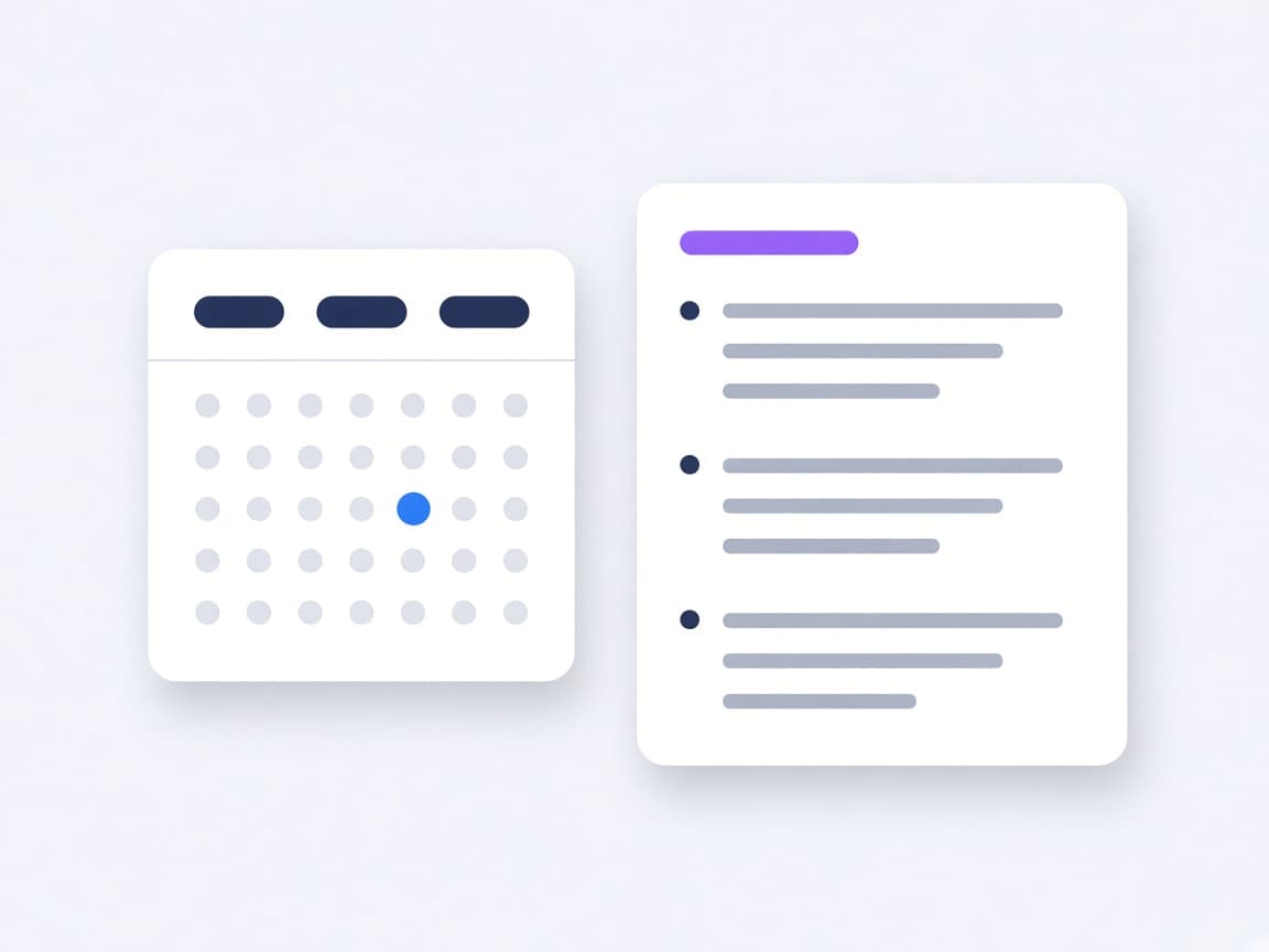 Illustration: Kalender mit einem Termin und einer Vorbereitung daneben