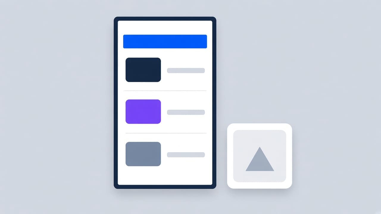 Ein Handy mit einer einfachen Team-App in Blau und Violett.